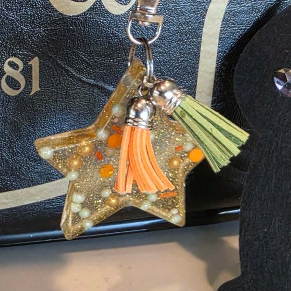 Star Keychain with Fall Beads n Tassells Purse charm / Keychain